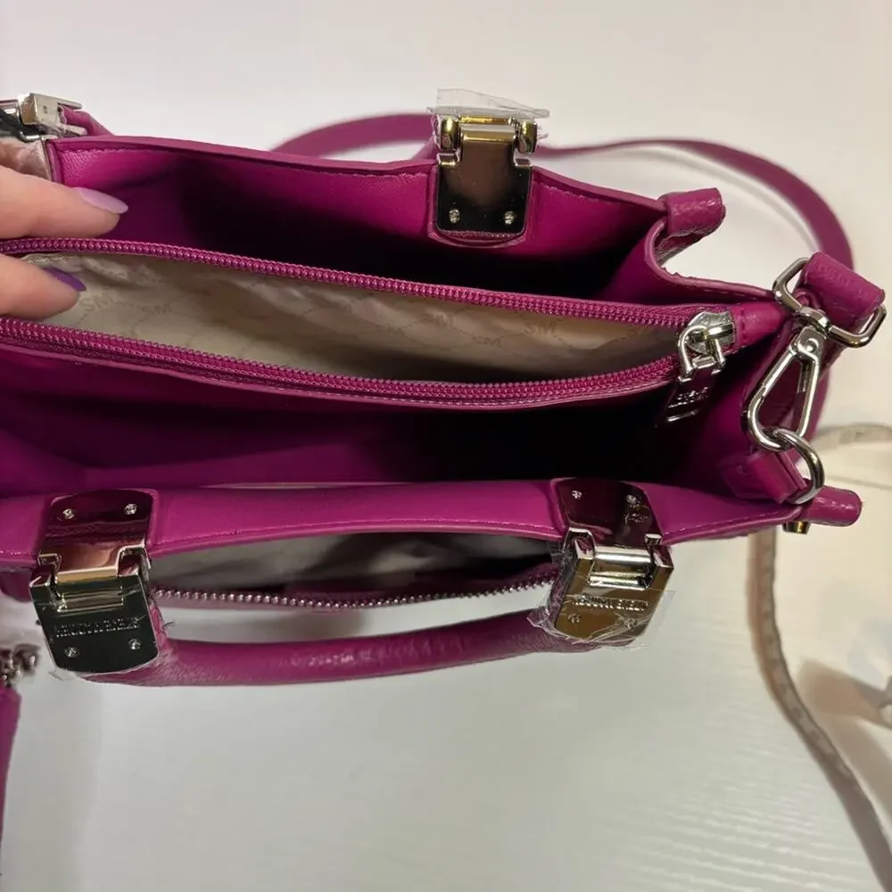 NWT Steve Madden Dark Fuschia Satchel Crossbody Purse with Coin Purse B10